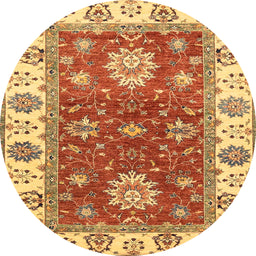 Round Machine Washable Abstract Red Rug, wshabs2867