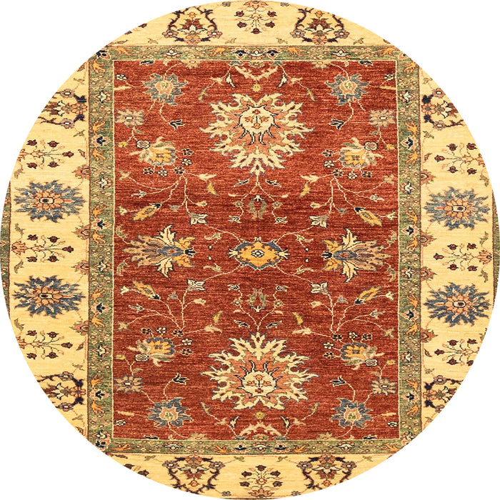 Round Machine Washable Abstract Red Rug, wshabs2867