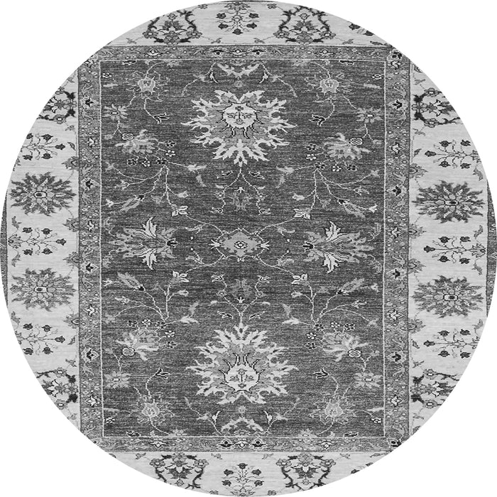 Round Machine Washable Oriental Gray Traditional Rug, wshabs2867gry