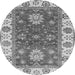 Round Machine Washable Oriental Gray Traditional Rug, wshabs2867gry