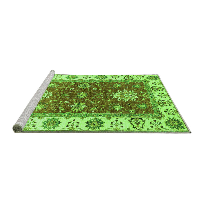 Sideview of Machine Washable Oriental Green Traditional Area Rugs, wshabs2867grn