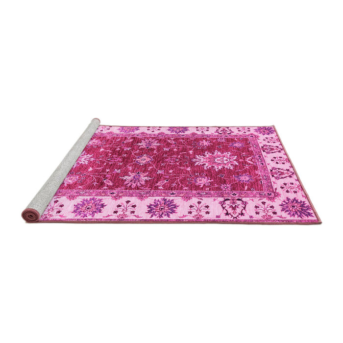 Sideview of Machine Washable Oriental Pink Traditional Rug, wshabs2867pnk
