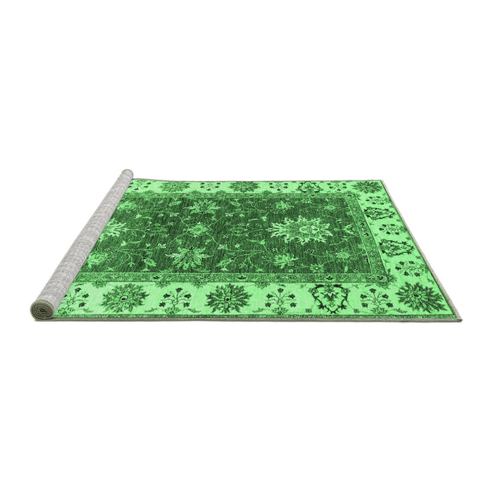 Sideview of Machine Washable Oriental Emerald Green Traditional Area Rugs, wshabs2867emgrn