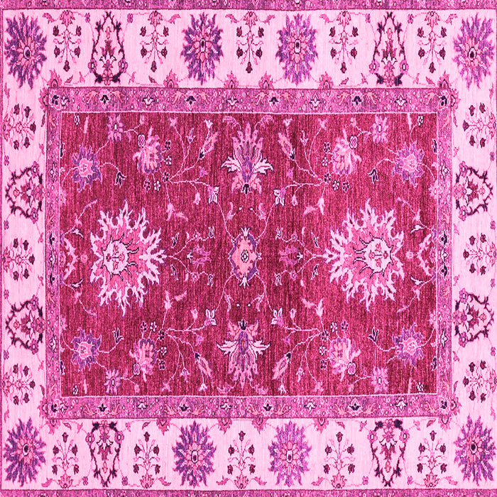 Square Machine Washable Oriental Pink Traditional Rug, wshabs2867pnk