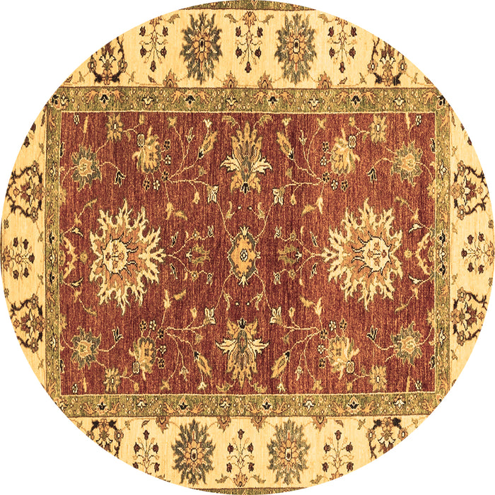Round Machine Washable Oriental Brown Traditional Rug, wshabs2867brn