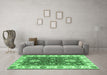 Machine Washable Oriental Emerald Green Traditional Area Rugs in a Living Room,, wshabs2867emgrn