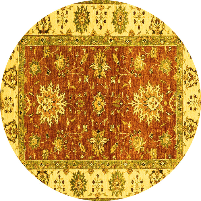 Round Oriental Yellow Traditional Rug, abs2867yw