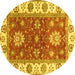 Round Oriental Yellow Traditional Rug, abs2867yw