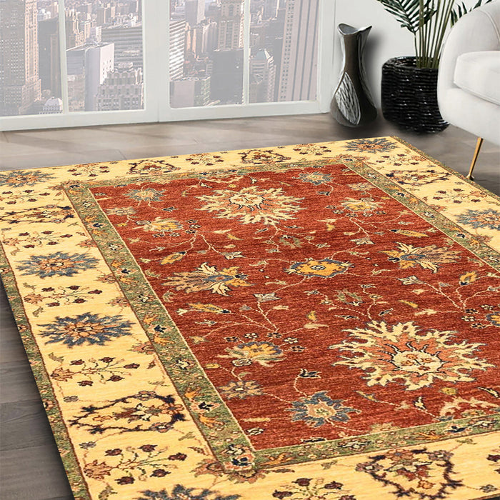Machine Washable Abstract Red Rug in a Family Room, wshabs2867