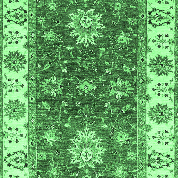Machine Washable Oriental Emerald Green Traditional Area Rugs, wshabs2867emgrn