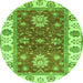 Round Oriental Green Traditional Rug, abs2867grn