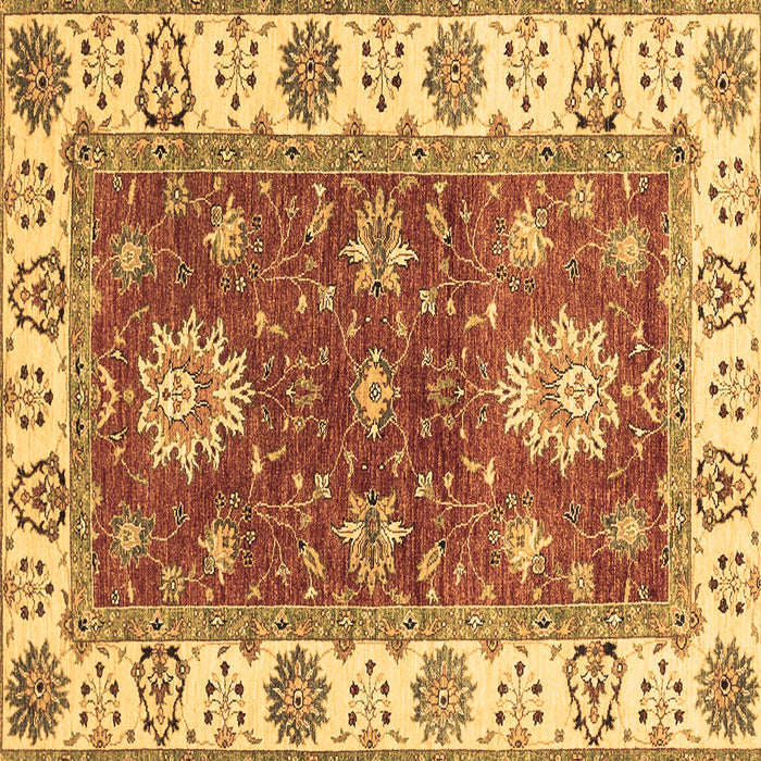 Square Machine Washable Oriental Brown Traditional Rug, wshabs2867brn