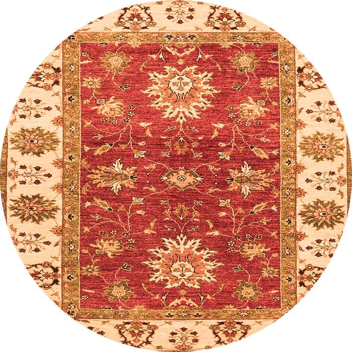 Round Oriental Orange Traditional Rug, abs2867org