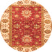 Round Oriental Orange Traditional Rug, abs2867org