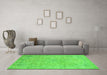 Machine Washable Abstract Green Modern Area Rugs in a Living Room,, wshabs2868grn