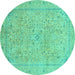 Round Abstract Turquoise Modern Rug, abs2868turq