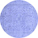 Round Abstract Blue Modern Rug, abs2868blu