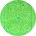 Round Abstract Green Modern Rug, abs2868grn