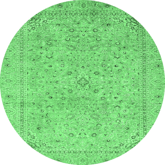Round Abstract Emerald Green Modern Rug, abs2868emgrn