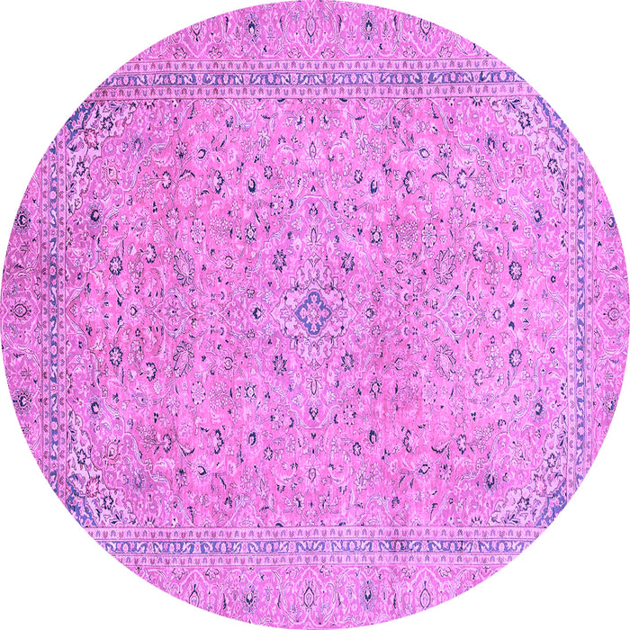 Round Machine Washable Abstract Purple Modern Area Rugs, wshabs2868pur