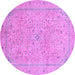 Round Machine Washable Abstract Purple Modern Area Rugs, wshabs2868pur