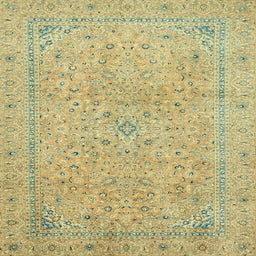 Square Abstract Chrome Gold Yellow Modern Rug, abs2868