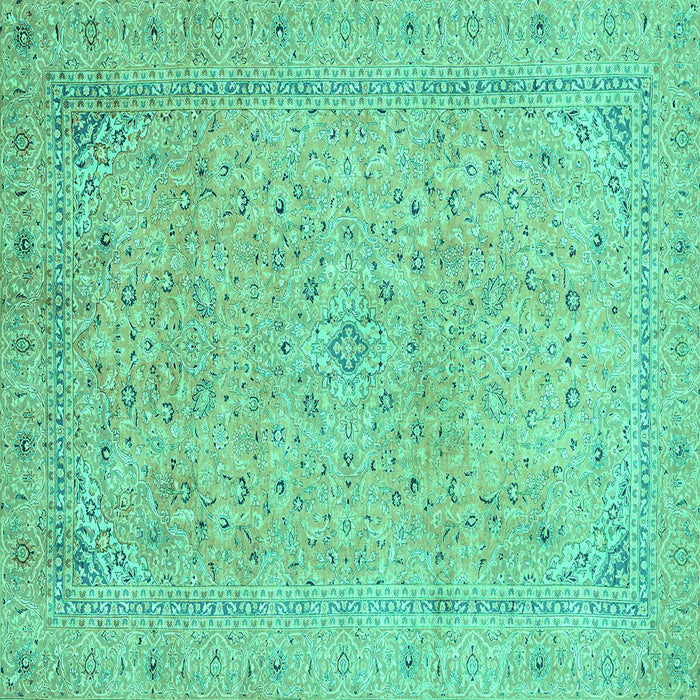 Square Abstract Turquoise Modern Rug, abs2868turq