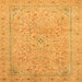 Square Machine Washable Abstract Orange Modern Area Rugs, wshabs2868org