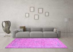 Machine Washable Abstract Purple Modern Area Rugs in a Living Room, wshabs2868pur