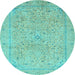 Round Machine Washable Abstract Light Blue Modern Rug, wshabs2868lblu