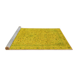 Sideview of Machine Washable Abstract Yellow Modern Rug, wshabs2868yw