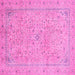 Square Machine Washable Abstract Pink Modern Rug, wshabs2868pnk