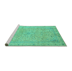 Sideview of Machine Washable Abstract Turquoise Modern Area Rugs, wshabs2868turq