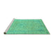 Sideview of Machine Washable Abstract Turquoise Modern Area Rugs, wshabs2868turq