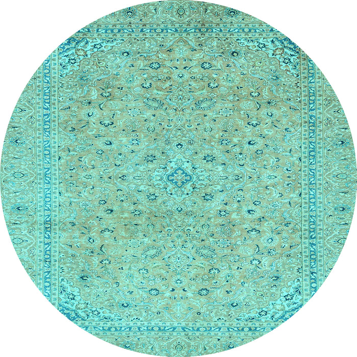 Round Abstract Light Blue Modern Rug, abs2868lblu