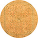 Round Abstract Orange Modern Rug, abs2868org