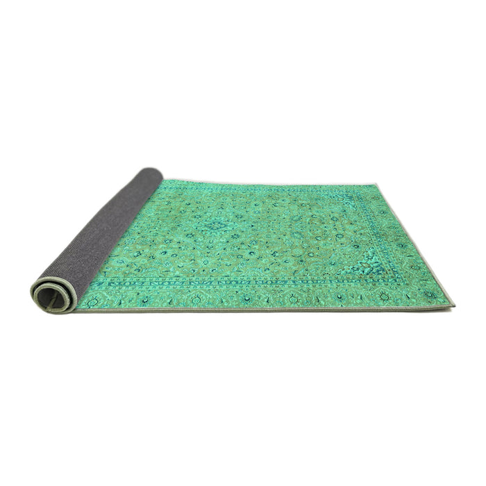 Sideview of Abstract Turquoise Modern Rug, abs2868turq