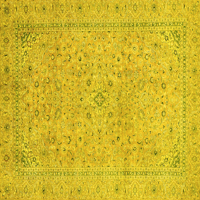 Square Abstract Yellow Modern Rug, abs2868yw