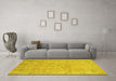 Machine Washable Abstract Yellow Modern Rug in a Living Room, wshabs2868yw