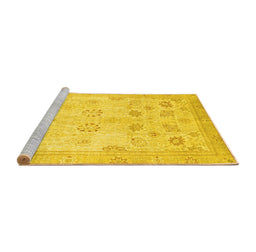 Sideview of Machine Washable Oriental Yellow Traditional Rug, wshabs2869yw