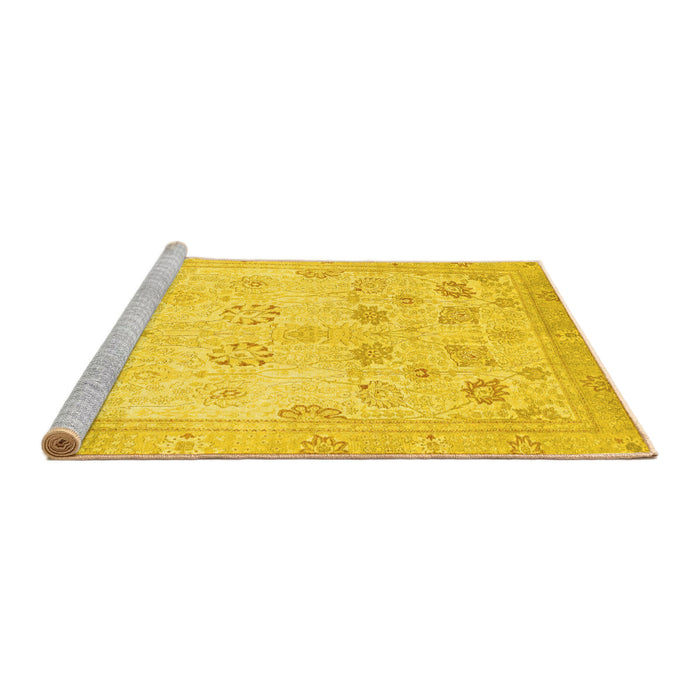 Sideview of Machine Washable Oriental Yellow Traditional Rug, wshabs2869yw