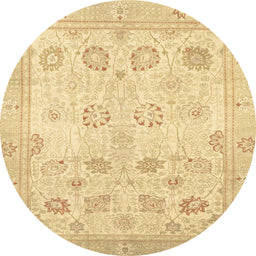Round Abstract Orange Oriental Rug, abs2869