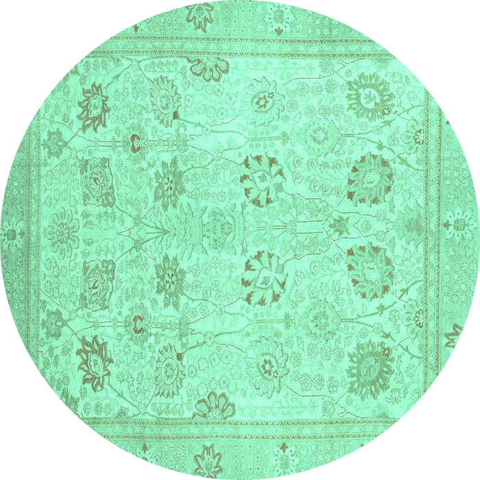 Round Oriental Turquoise Traditional Rug, abs2869turq