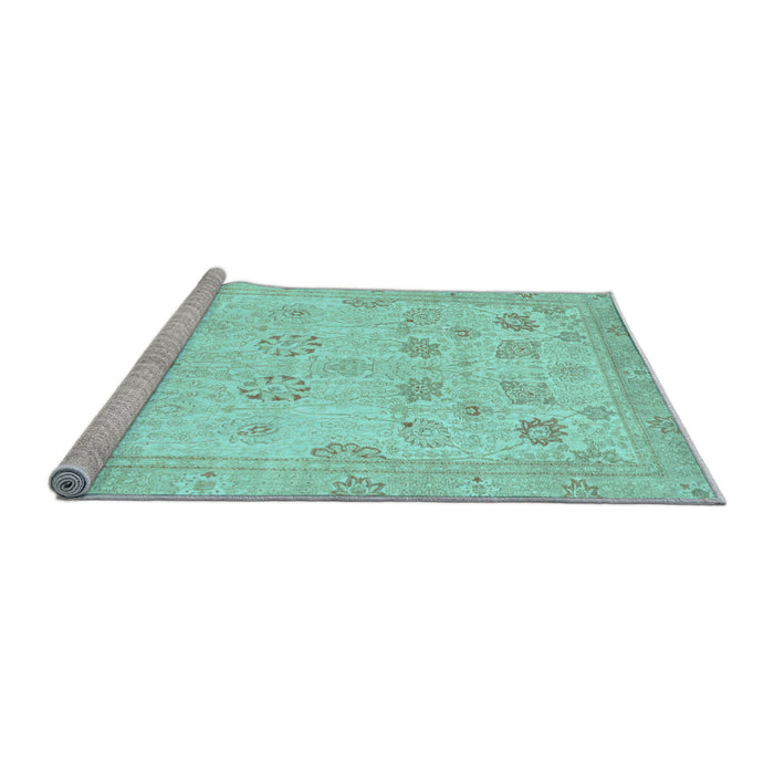 Sideview of Machine Washable Oriental Light Blue Traditional Rug, wshabs2869lblu