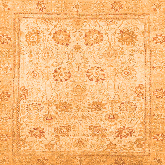 Square Machine Washable Oriental Orange Traditional Area Rugs, wshabs2869org