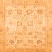 Square Machine Washable Oriental Orange Traditional Area Rugs, wshabs2869org