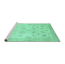 Sideview of Machine Washable Oriental Turquoise Traditional Area Rugs, wshabs2869turq