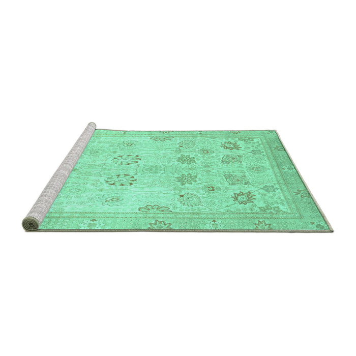 Sideview of Machine Washable Oriental Turquoise Traditional Area Rugs, wshabs2869turq