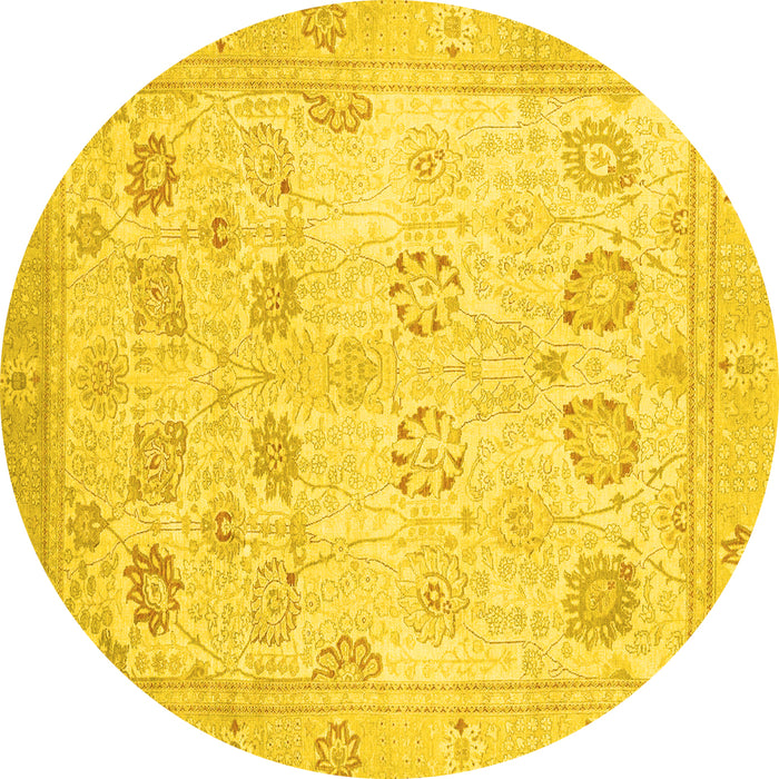 Round Oriental Yellow Traditional Rug, abs2869yw
