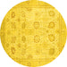 Round Oriental Yellow Traditional Rug, abs2869yw